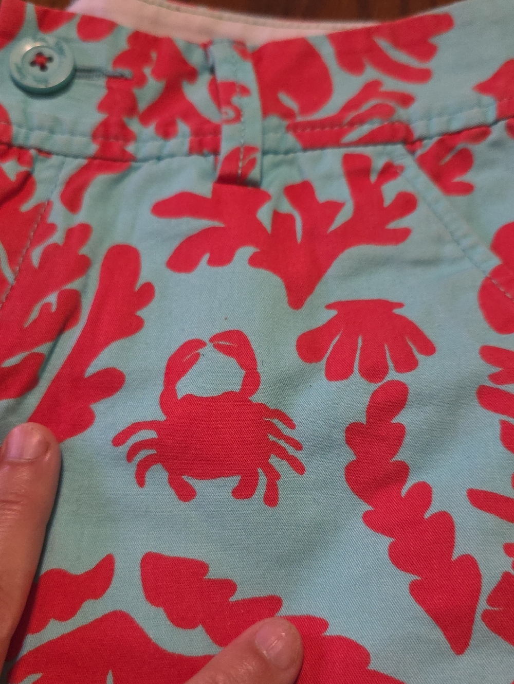 Lilly Pulitzer  Callahan Shorts In "Don't Be Shellfish" Turquoise & Coral/Red 00 - Picture 12 of 13